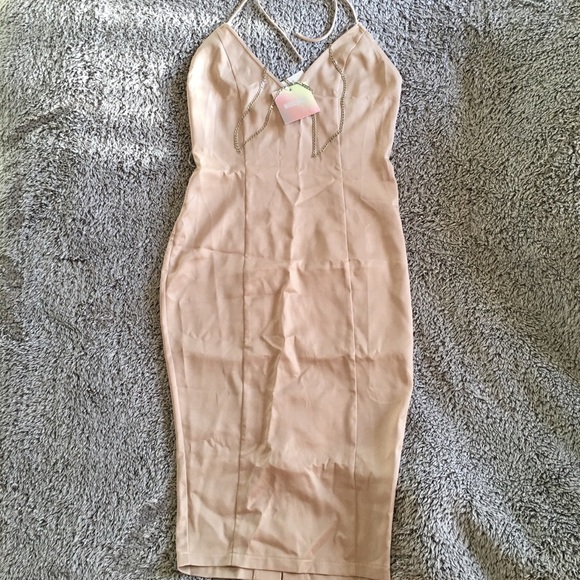 NWT MISSGUIDED Silky Chain Strap Midi Dress - Picture 5 of 8